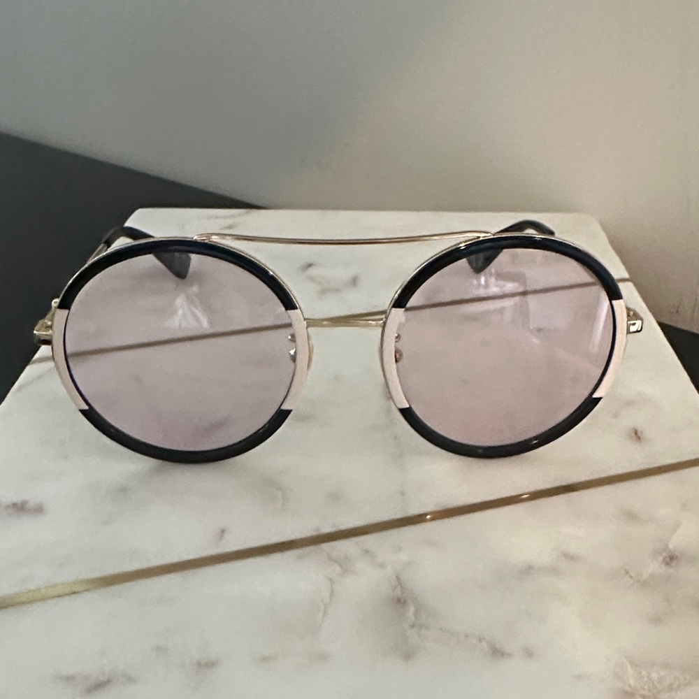 Gucci Round Black and Gold Sunglasses